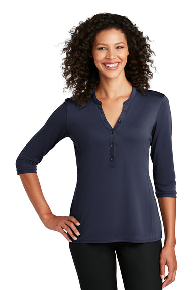 Port Authority Womens Choice 3/4 Sleeve Polo Shirt True Navy Blue Front