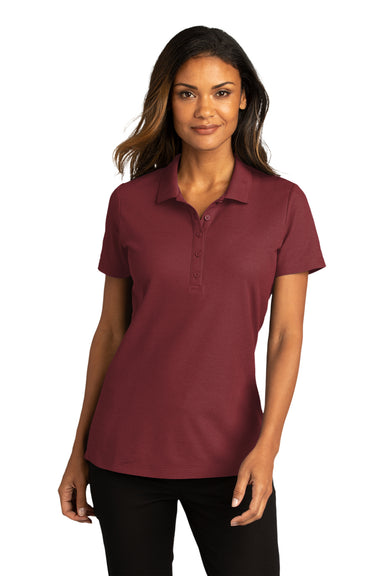 Port Authority Womens SuperPro React Short Sleeve Polo Shirt Burgundy Front