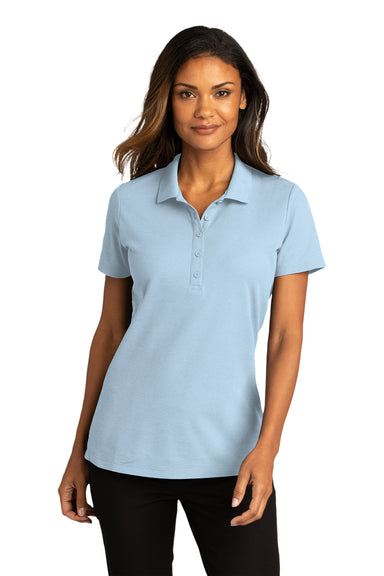 Port Authority Womens SuperPro React Short Sleeve Polo Shirt Cloud Blue Front