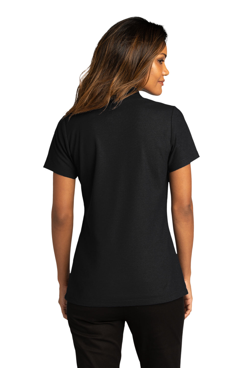 Port Authority Womens SuperPro React Short Sleeve Polo Shirt Deep Black Side