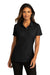 Port Authority Womens SuperPro React Short Sleeve Polo Shirt Deep Black Front