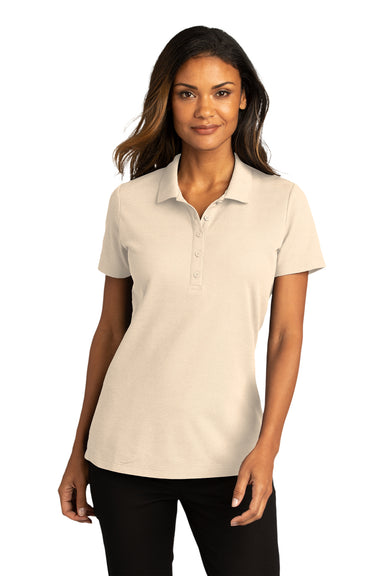 Port Authority Womens SuperPro React Short Sleeve Polo Shirt Ecru Front