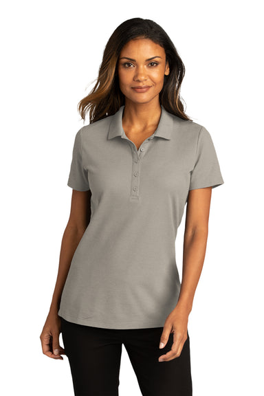 Port Authority Womens SuperPro React Short Sleeve Polo Shirt Gusty Grey Front