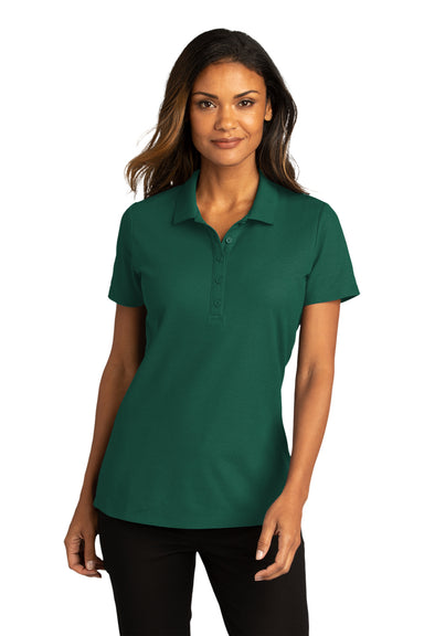 Port Authority Womens SuperPro React Short Sleeve Polo Shirt Marine Green Front