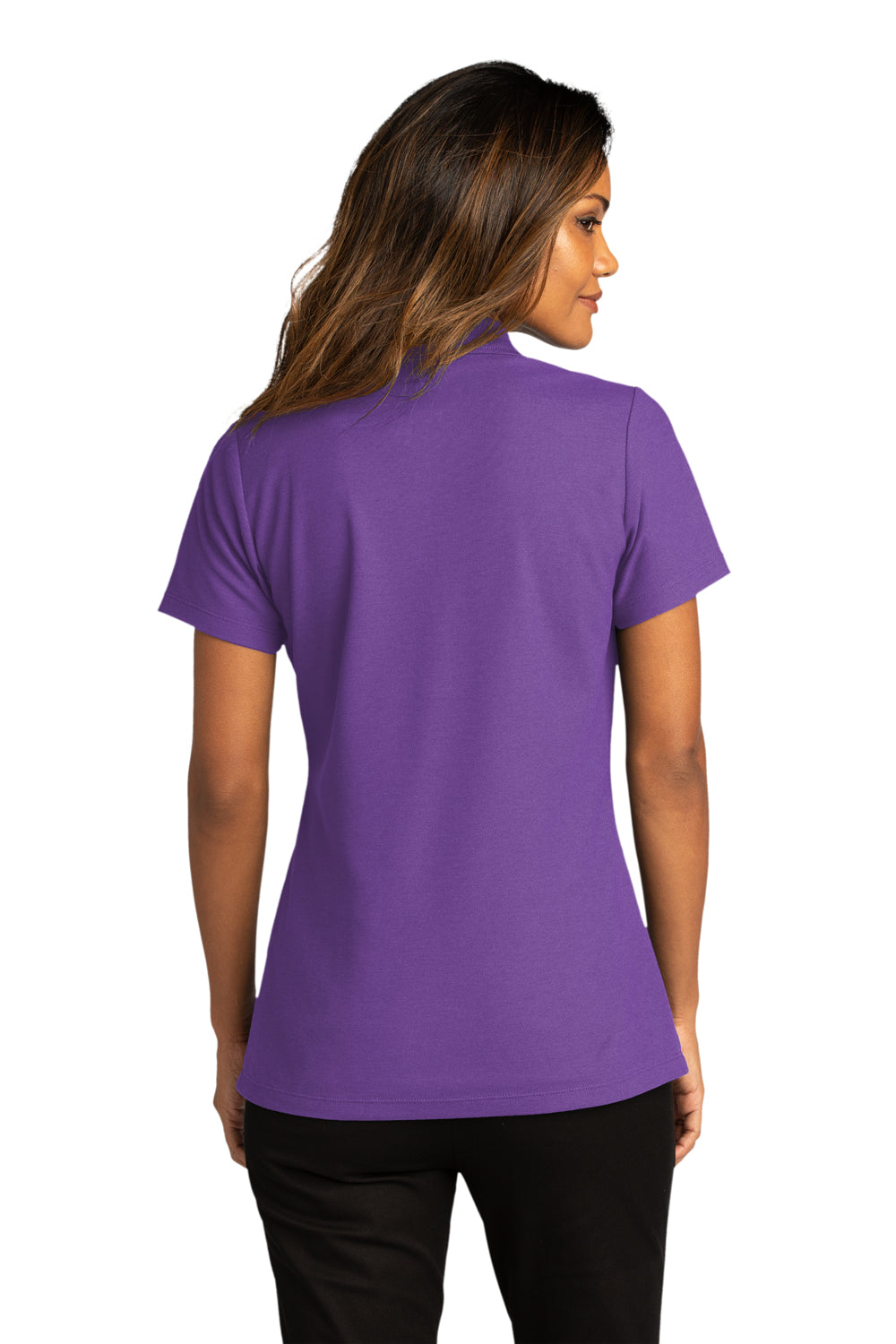 Port Authority Womens SuperPro React Short Sleeve Polo Shirt Purple Side