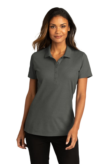 Port Authority Womens SuperPro React Short Sleeve Polo Shirt Storm Grey Front