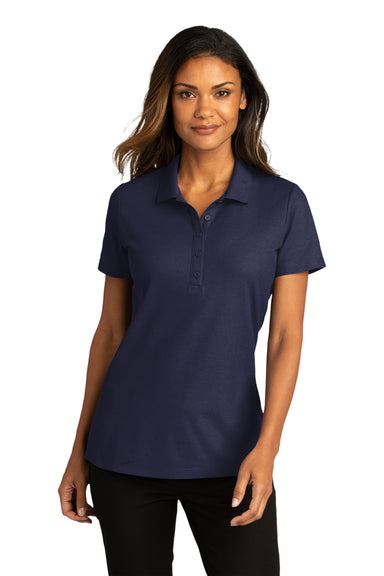 Port Authority Womens SuperPro React Short Sleeve Polo Shirt True Navy Blue Front