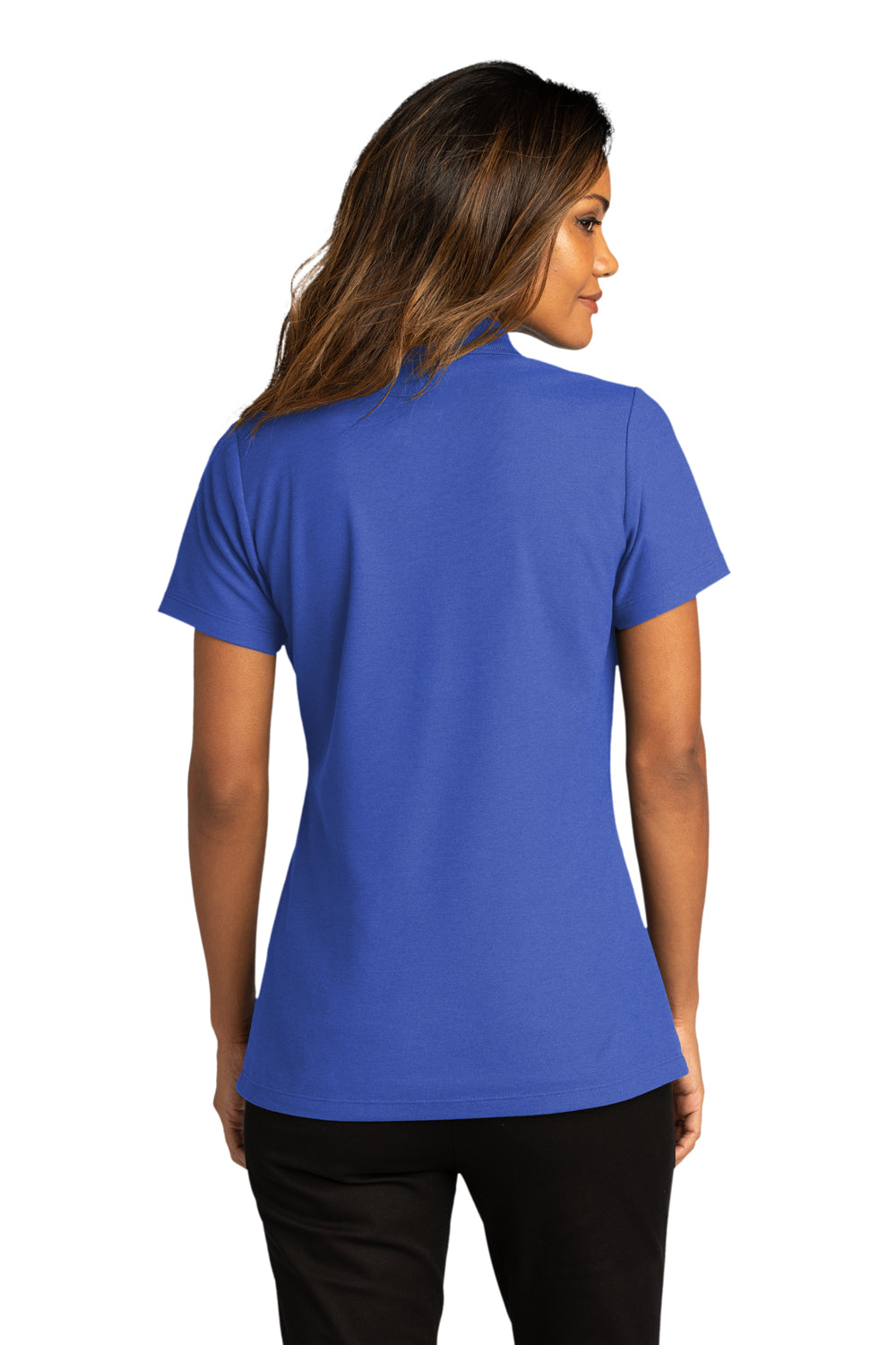 Port Authority Womens SuperPro React Short Sleeve Polo Shirt True Royal Blue Side