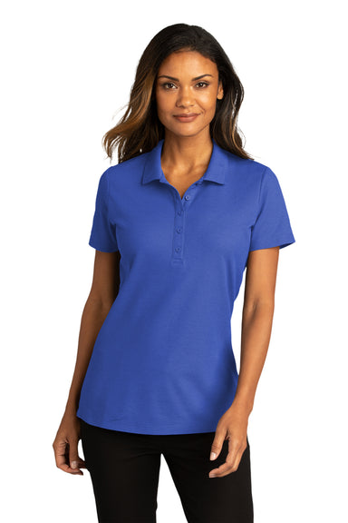 Port Authority Womens SuperPro React Short Sleeve Polo Shirt True Royal Blue Front