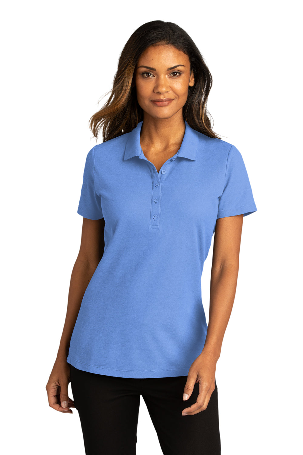 Port Authority Womens SuperPro React Short Sleeve Polo Shirt Ultramarine Blue Front