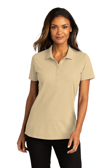 Port Authority Womens SuperPro React Short Sleeve Polo Shirt Wheat Front