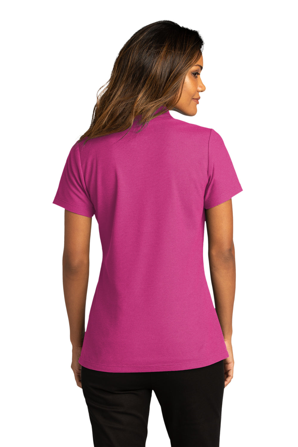 Port Authority Womens SuperPro React Short Sleeve Polo Shirt Wild Berry Side