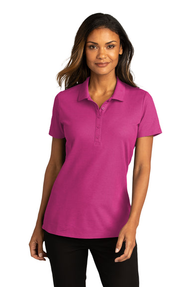 Port Authority Womens SuperPro React Short Sleeve Polo Shirt Wild Berry Front