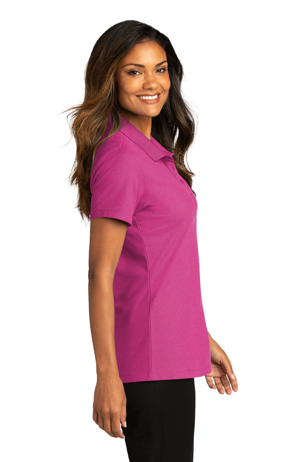 Port Authority Womens SuperPro React Short Sleeve Polo Shirt Wild Berry Side