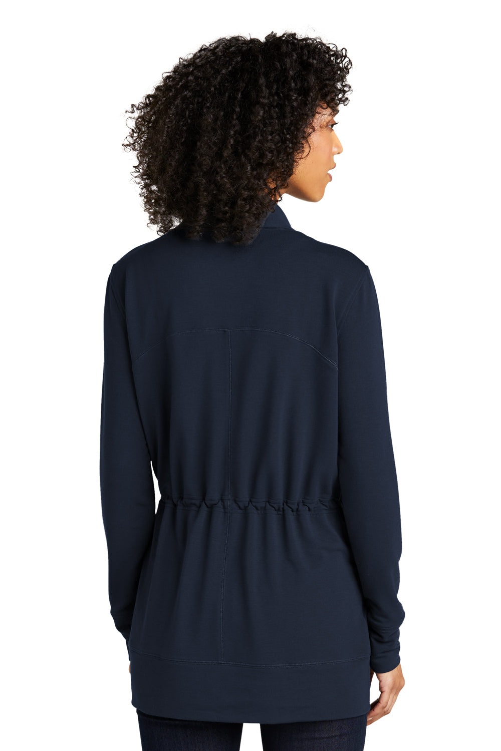Port Authority LK825 Microterry Long Sleve Cardigan Sweater River Navy Blue Back