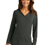 Port Authority Womens Microterry Snag Resistant Hooded Sweatshirt Hoodie - Charcoal Grey