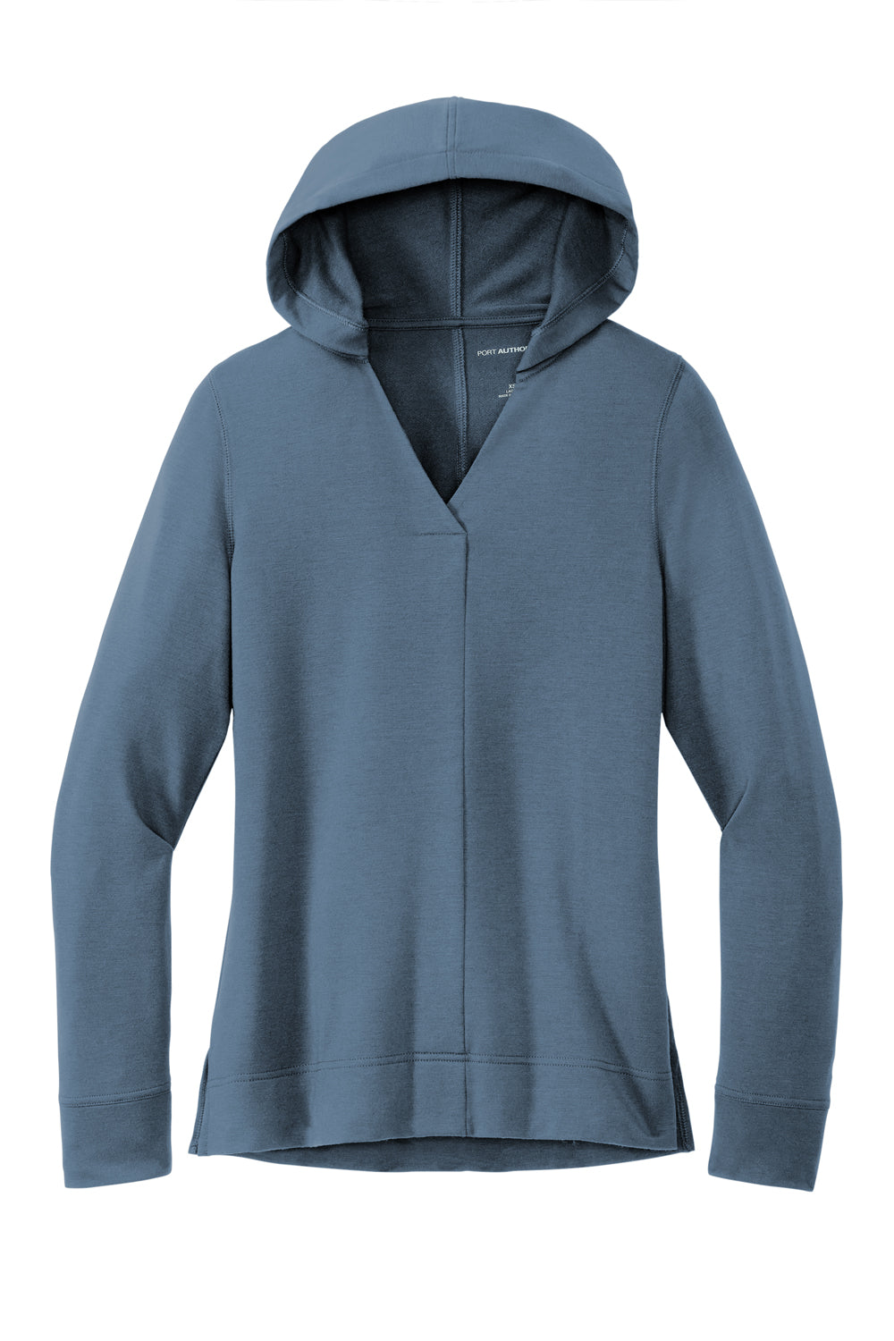 Port Authority LK826 Womens Microterry Hooded Sweatshirt Hoodie Dusk Blue Flat Front