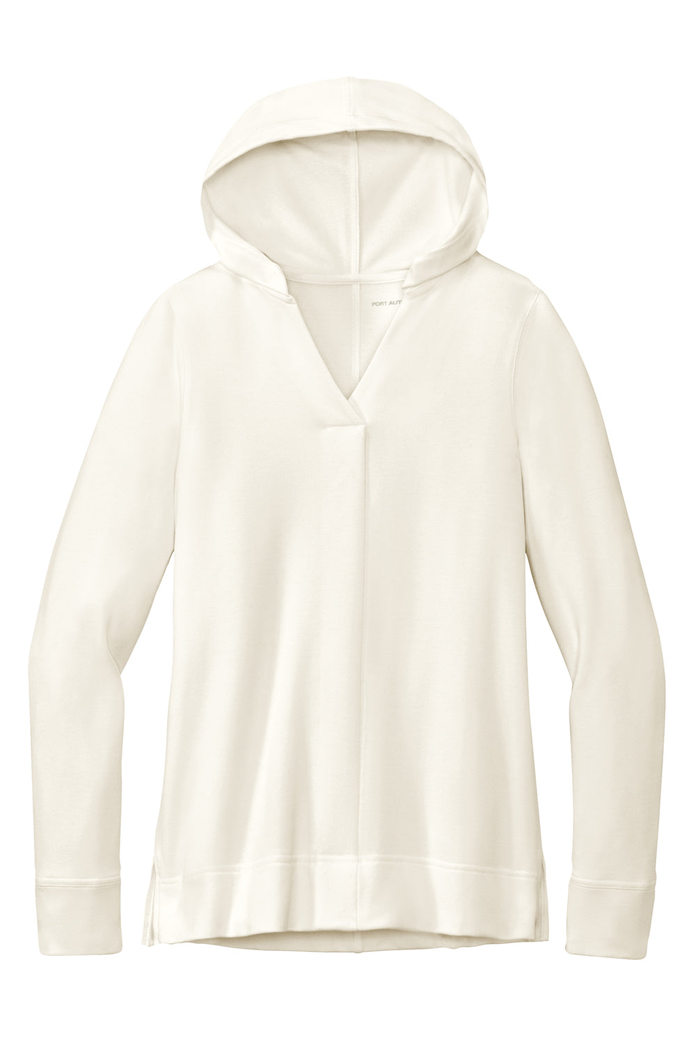 Port Authority LK826 Womens Microterry Hooded Sweatshirt Hoodie Ivory Chiffon White Flat Front