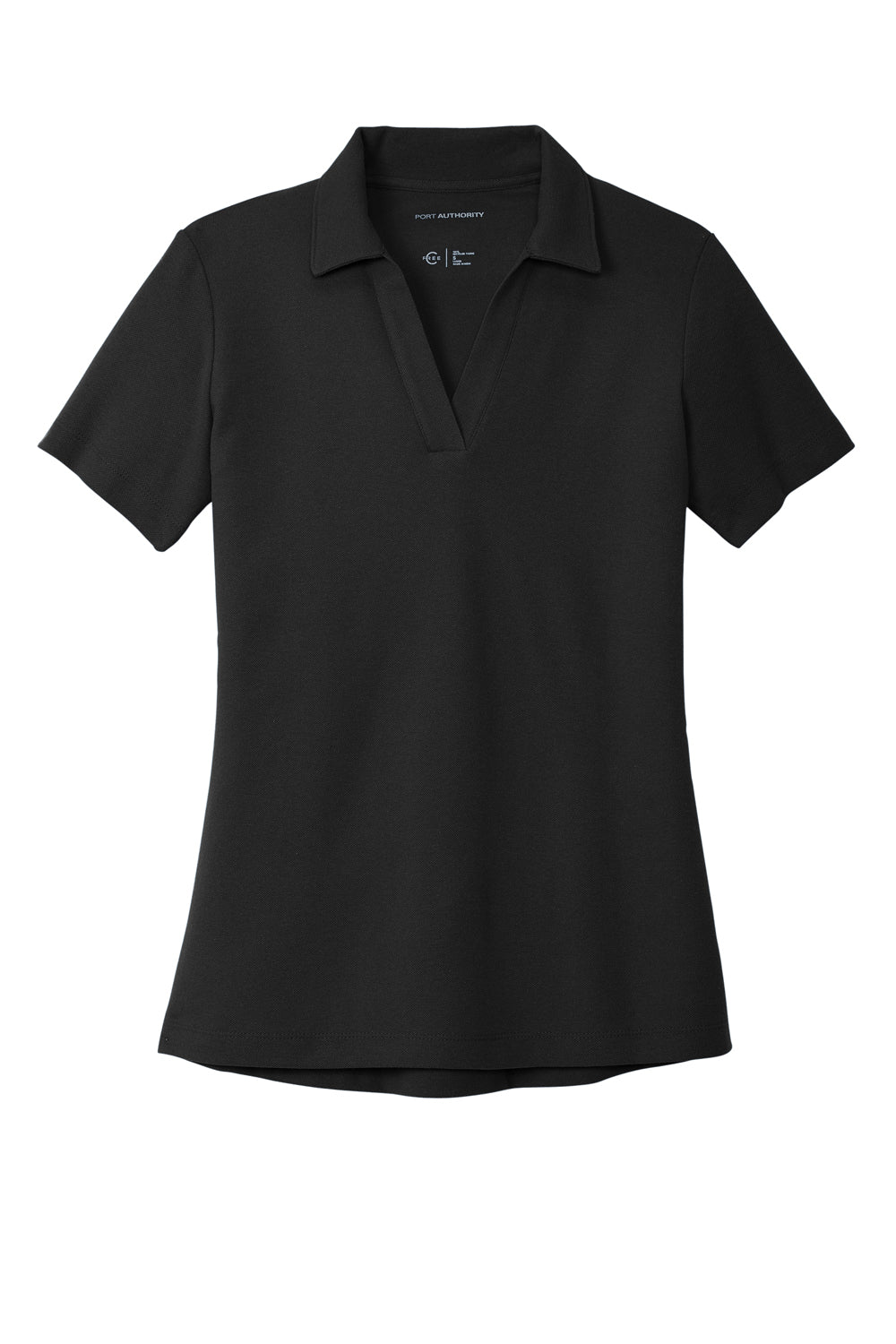 Port Authority LK867 Womens C-FREE Pique Short Sleeve Polo Shirt Black Flat Front
