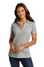 Port Authority LK867 Womens C-FREE Pique Short Sleeve Polo Shirt Heather Deep Smoke Grey Front