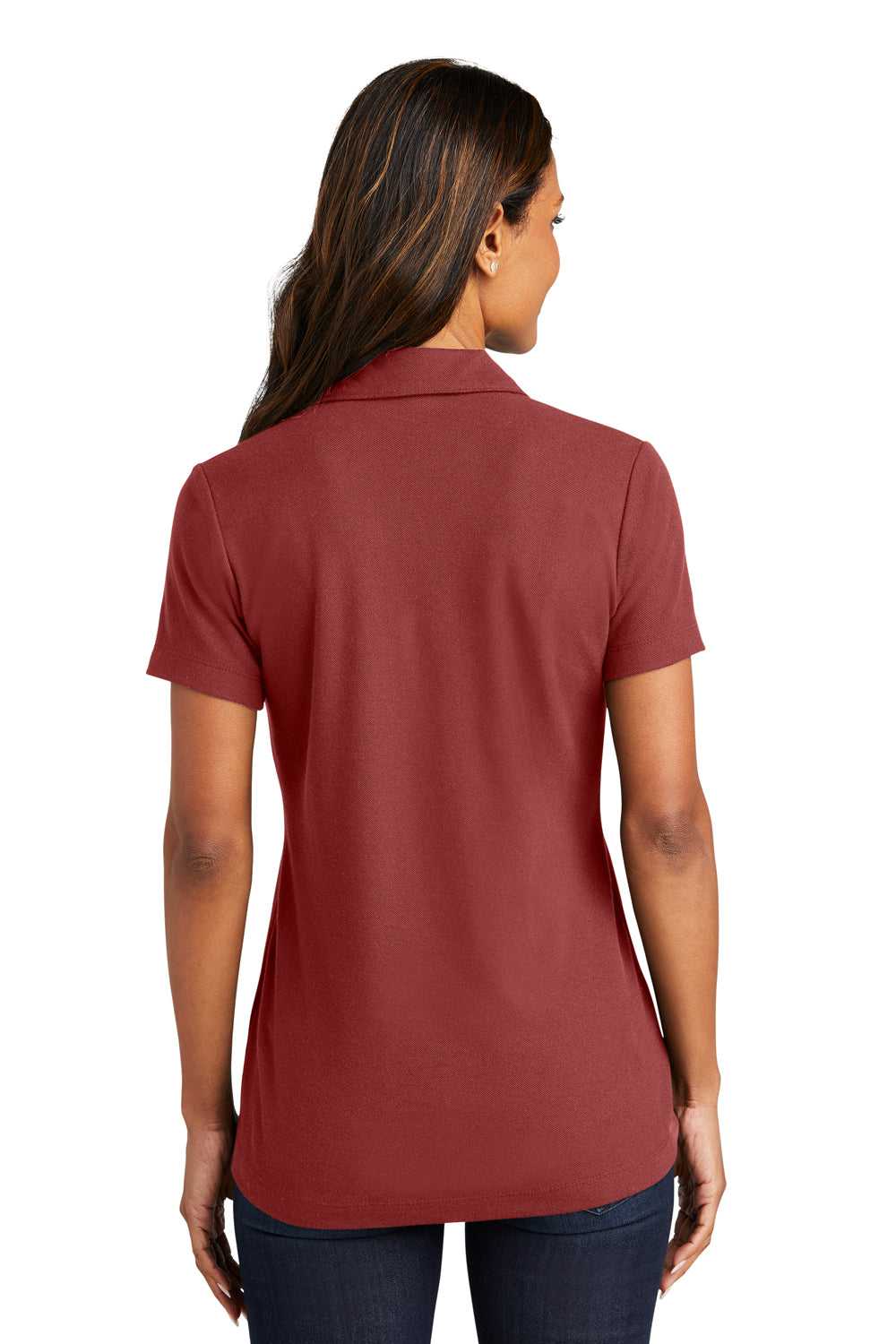Port Authority LK867 Womens C-FREE Pique Short Sleeve Polo Shirt Garnet Red Back