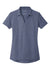 Port Authority LK867 Womens C-FREE Pique Short Sleeve Polo Shirt Heather Navy Blue Flat Front