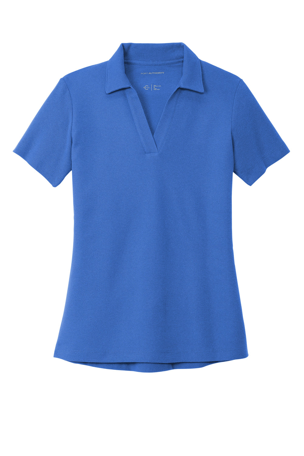 Port Authority LK867 Womens C-FREE Pique Short Sleeve Polo Shirt True Blue Flat Front
