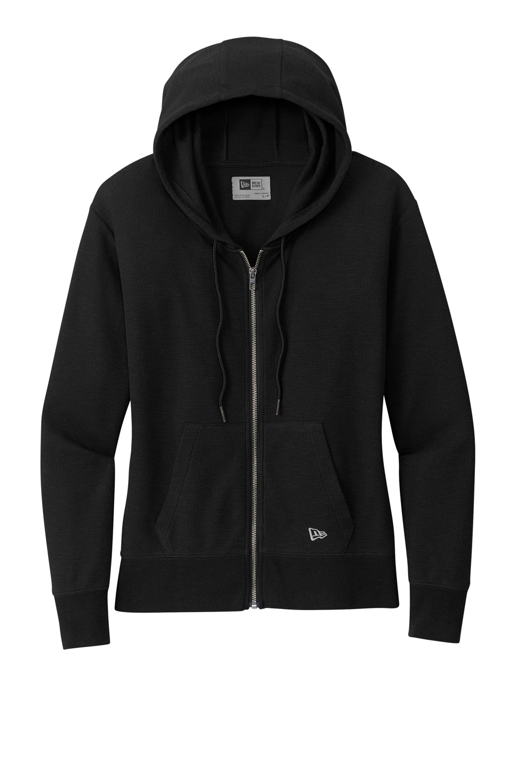 New Era LNEA141 Thermal Full Zip Hooded Sweatshirt Hoodie Black Flat Front