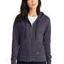 New Era Womens Thermal Full Zip Hooded Sweatshirt Hoodie - Heather True Navy Blue