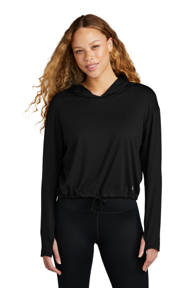 New Era Womens Power Long Sleeve Hooded Sweatshirt Hoodie Black Front