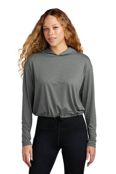 New Era Womens Power Long Sleeve Hooded Sweatshirt Hoodie Heather Shadow Grey Front