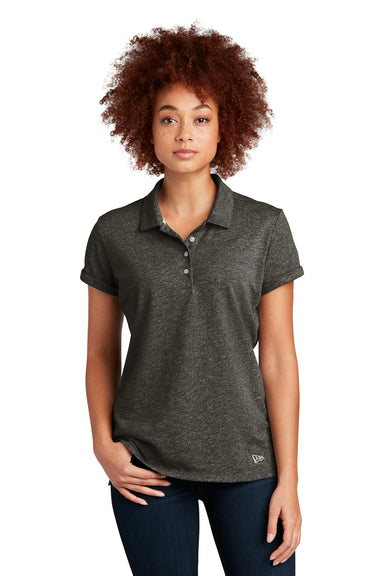 New Era Womens Slub Twist Short Sleeve Polo Shirt Black Twist Front