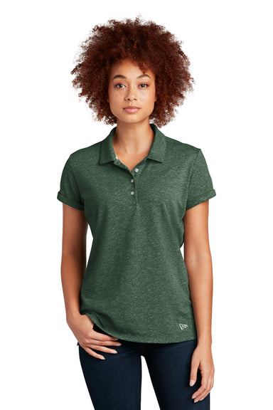 New Era Womens Slub Twist Short Sleeve Polo Shirt Dark Green Twist Front
