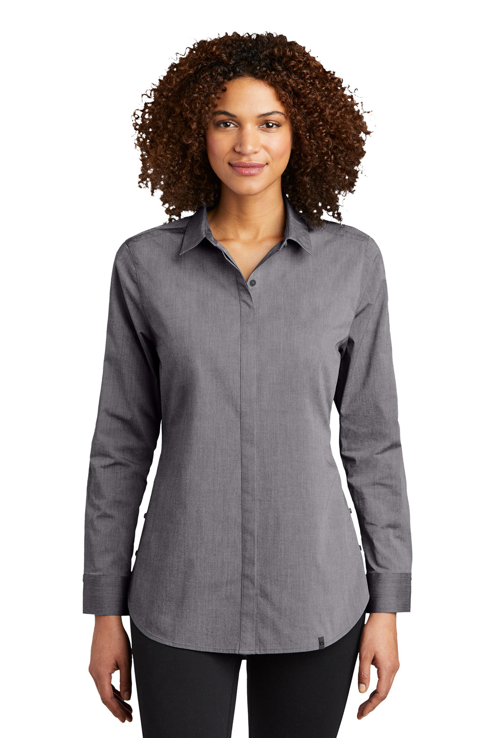 Ogio Womens Commuter Long Sleeve Button Down Shirt Heather Gear Grey Front