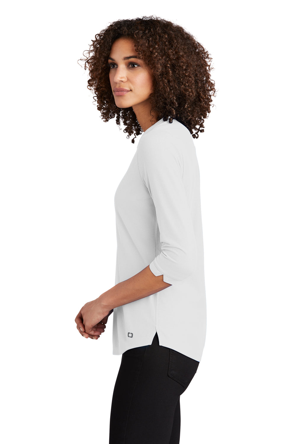 Ogio Womens Jewel 3/4 Sleeve Polo Shirt Bright White Side