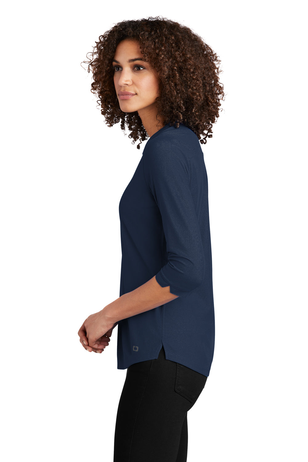 Ogio Womens Jewel 3/4 Sleeve Polo Shirt Navy Blue Side