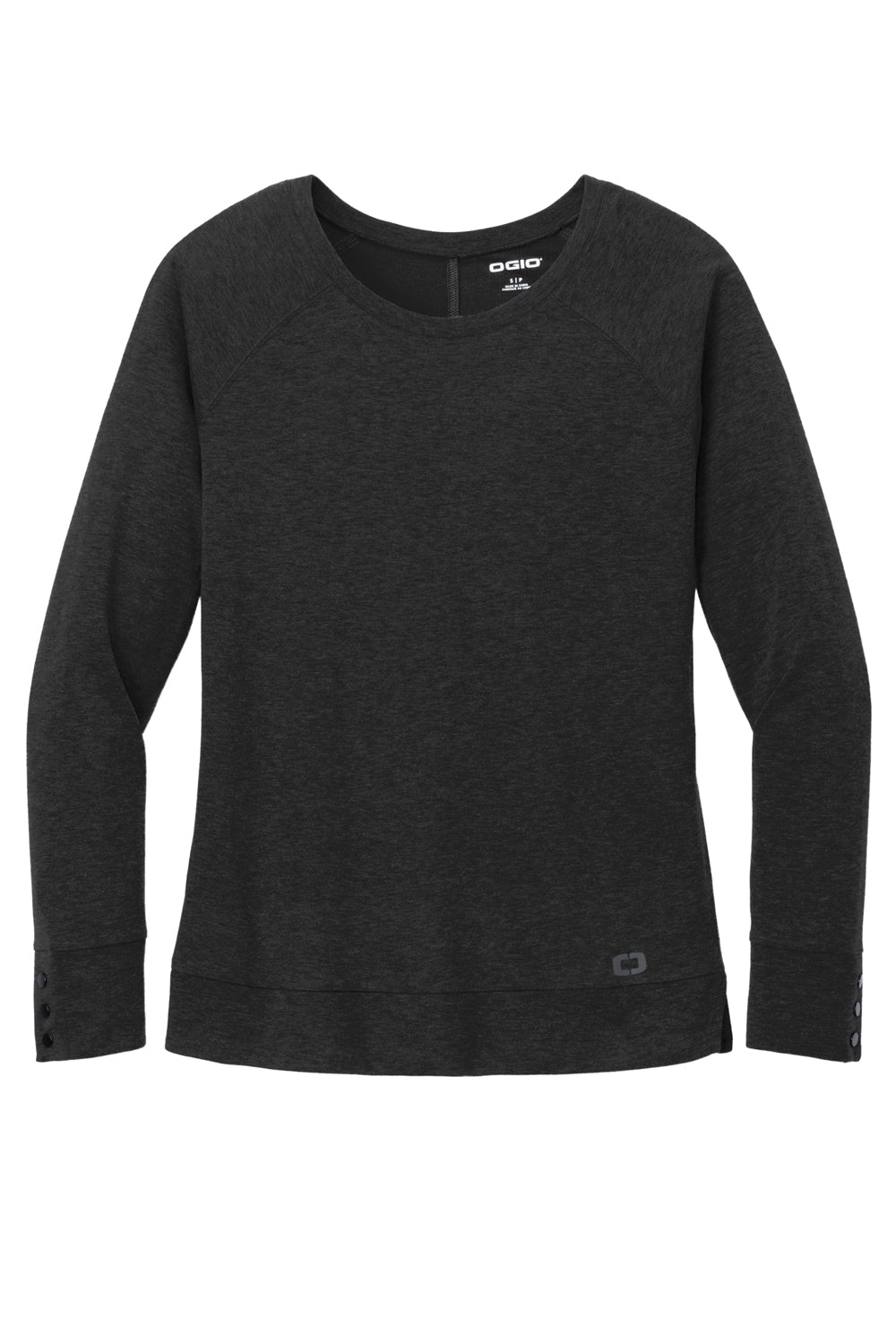 Ogio Womens Command Long Sleeve Scoop Neck T-Shirt Blacktop Flat Front