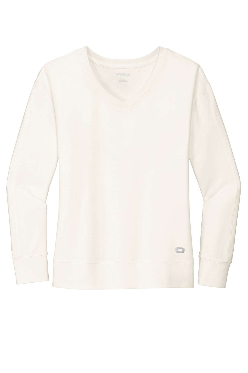 Ogio LOG825 Luuma Flex V-Neck Sweatshirt Ivory Snow White Flat Front