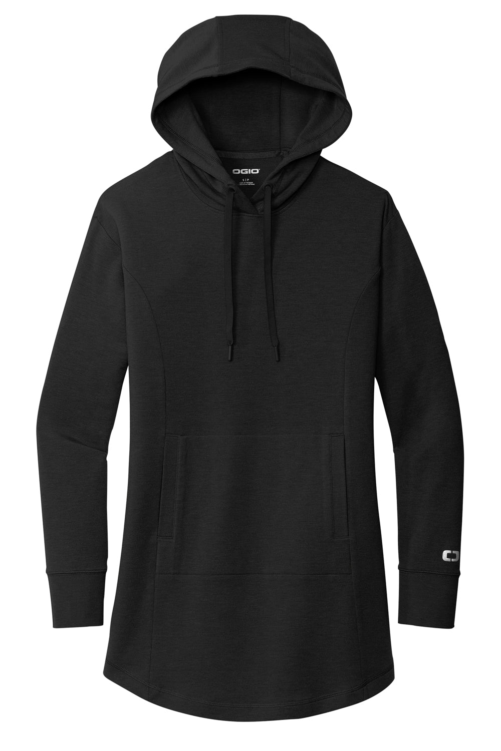 Ogio LOG827 Womens Luuma Flex Long Sleeve Hooded Sweatshirt Hoodie Blacktop Flat Front