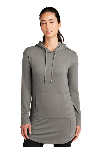Ogio LOG827 Womens Luuma Flex Long Sleeve Hooded Sweatshirt Hoodie Heather Petrol Grey Front