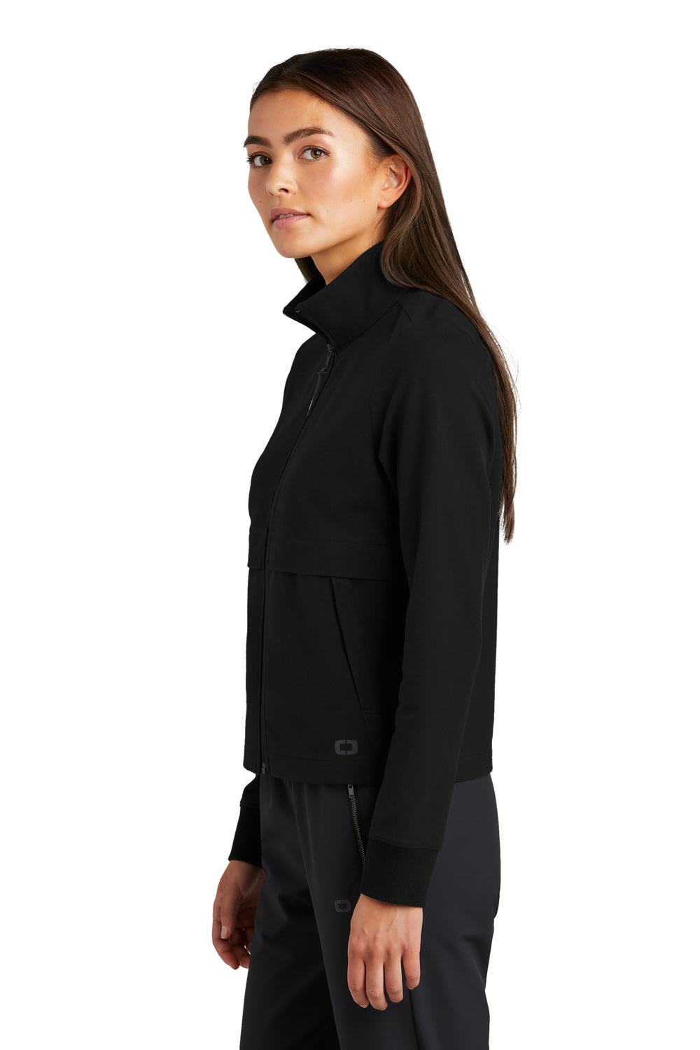 Ogio Womens Outstretch Full Zip Jacket Blacktop Side