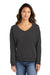 Port & Company LPC098V Womens Beach Wash Garment Dyed V-Neck Sweatshirt Coal Grey Front