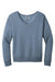 Port & Company LPC098V Womens Beach Wash Garment Dyed V-Neck Sweatshirt Faded Denim Blue Flat Front