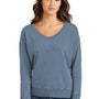 Port & Company Womens Beach Wash Garment Dyed V-Neck Sweatshirt - Faded Denim Blue
