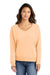 Port & Company LPC098V Womens Beach Wash Garment Dyed V-Neck Sweatshirt Peach Front
