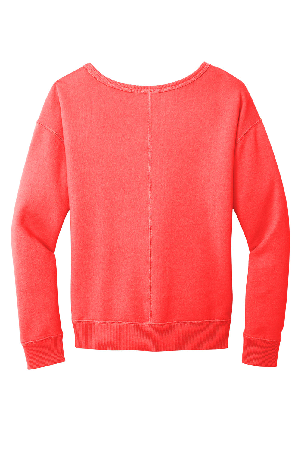 Port & Company LPC098V Womens Beach Wash Garment Dyed V-Neck Sweatshirt Poppy Red Flat Back