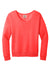 Port & Company LPC098V Womens Beach Wash Garment Dyed V-Neck Sweatshirt Poppy Red Flat Front