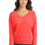 Port & Company Womens Beach Wash Garment Dyed V-Neck Sweatshirt - Poppy Red