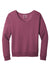 Port & Company LPC098V Womens Beach Wash Garment Dyed V-Neck Sweatshirt Vintage Raspberry Flat Front
