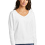 Port & Company Womens Beach Wash Garment Dyed V-Neck Sweatshirt - White